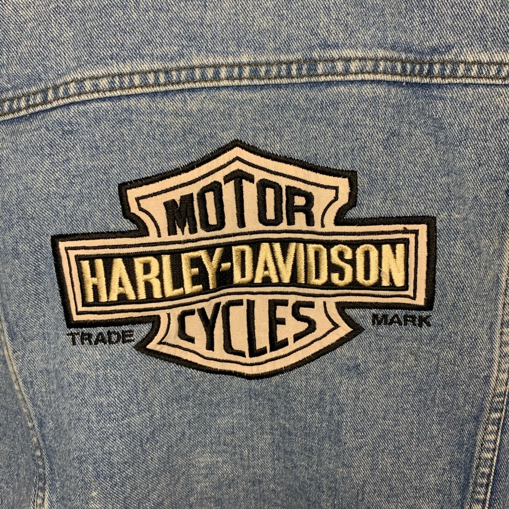 Harley Davidson Patch Jean Jacket Oversized - image 3
